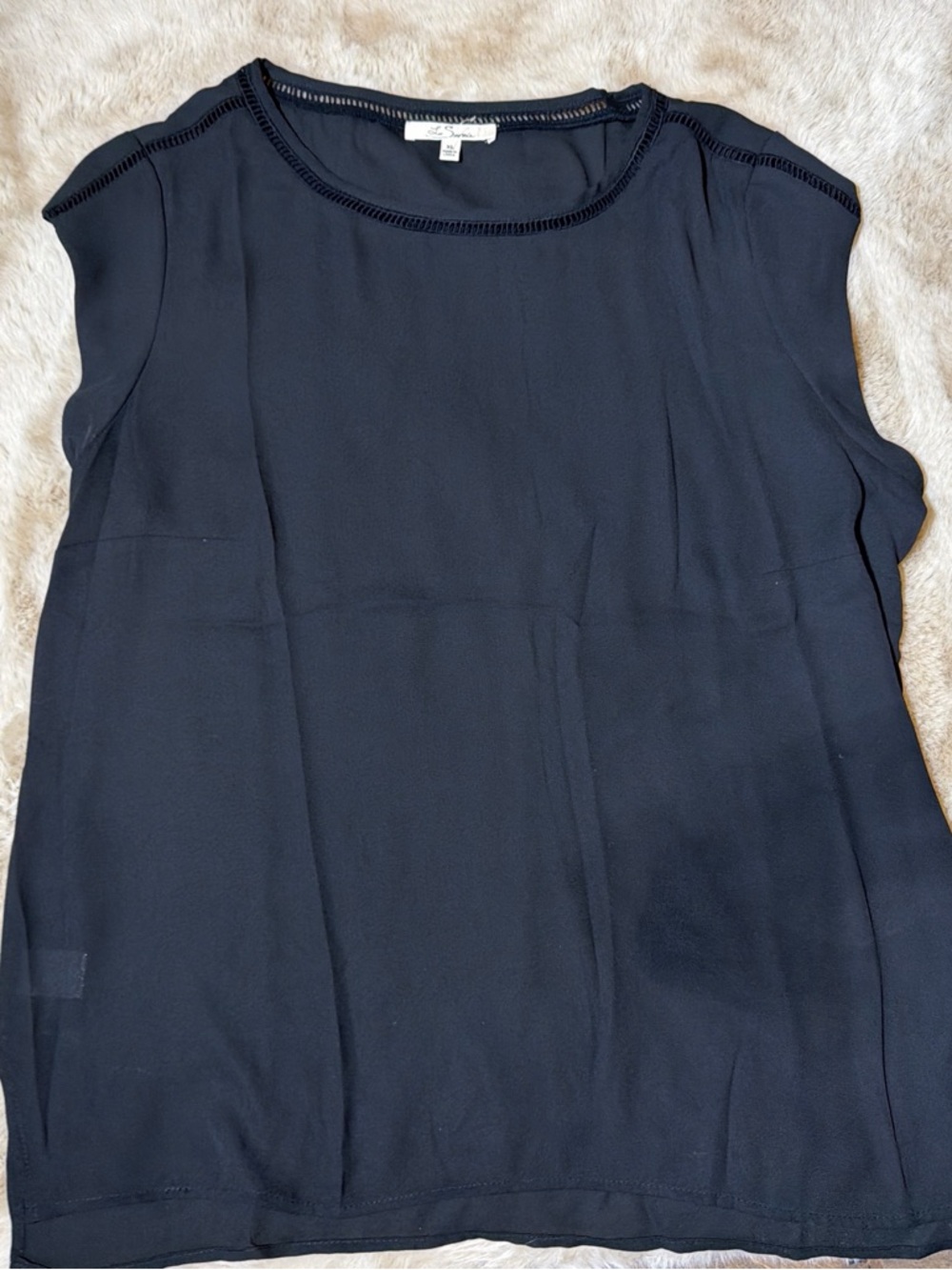 Sleeveless Black Blouse with Trim Neckline - Unknown Brand